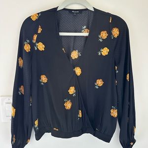 Bubble-Sleeve Wrap Top in Floating Florets